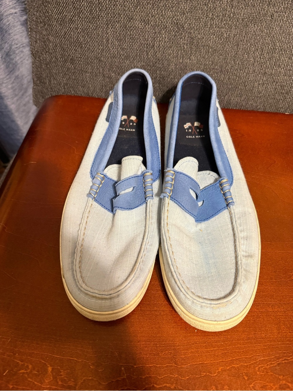 Cole Haan Men’s Two-Tone Light Blue and Blue Slip-On Loafers
